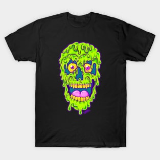 Neon slime drip spooky skull T-Shirt